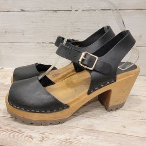 MIA greta black peep toe clog heels